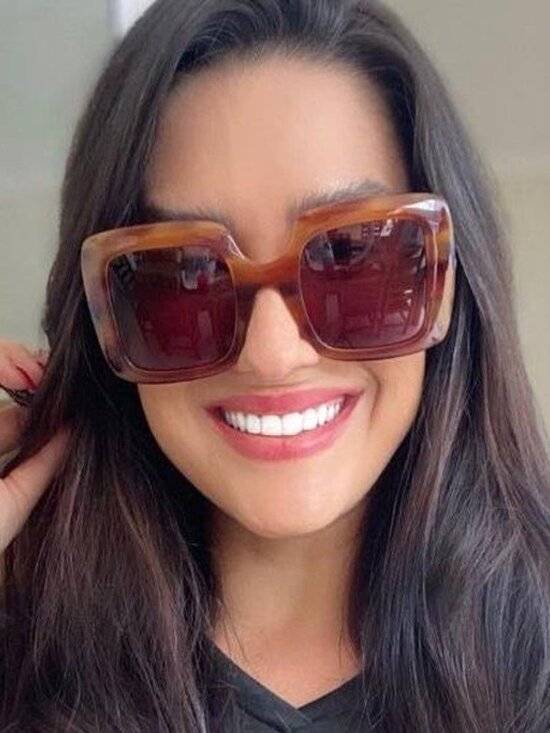 Gucci GG0896S 004 Women Square Sunglasses - Havana / Violet main image 5